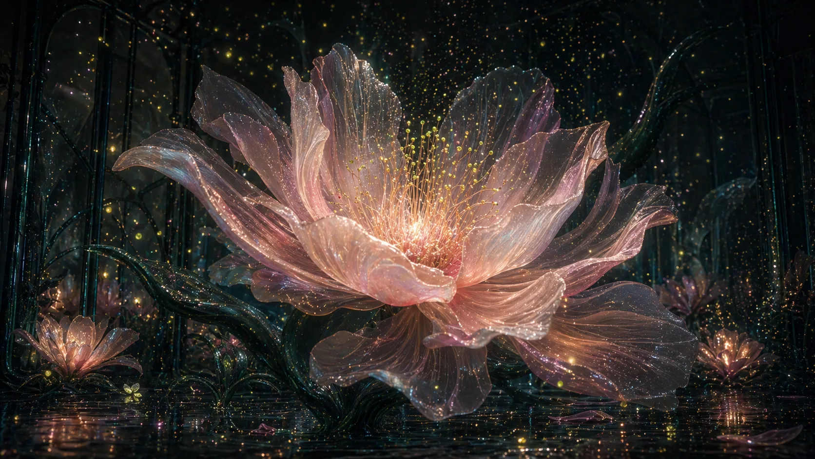 Midnight bloom generative art for SeedreamDiT