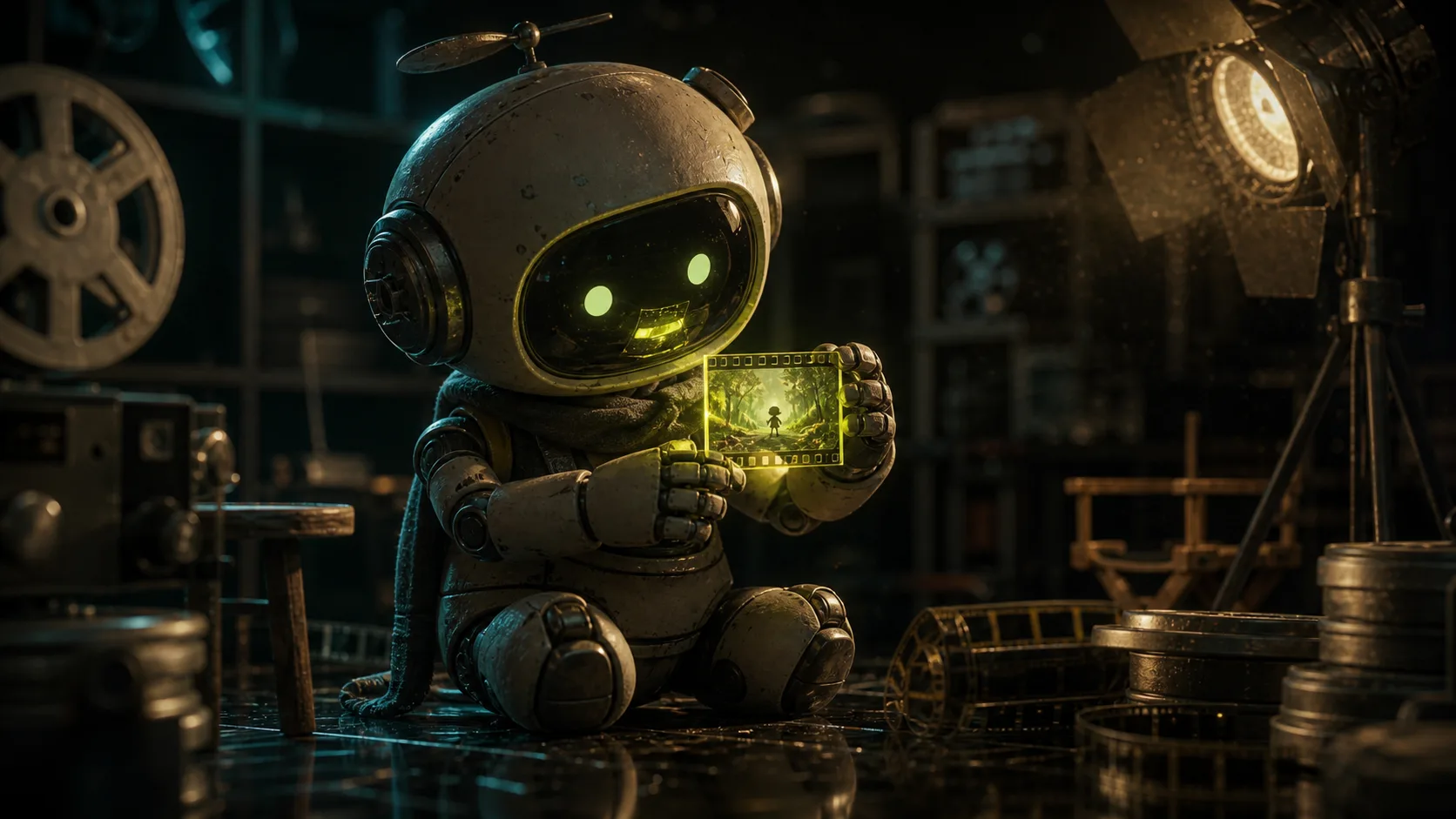Miniature robot film still generated for Stuvio