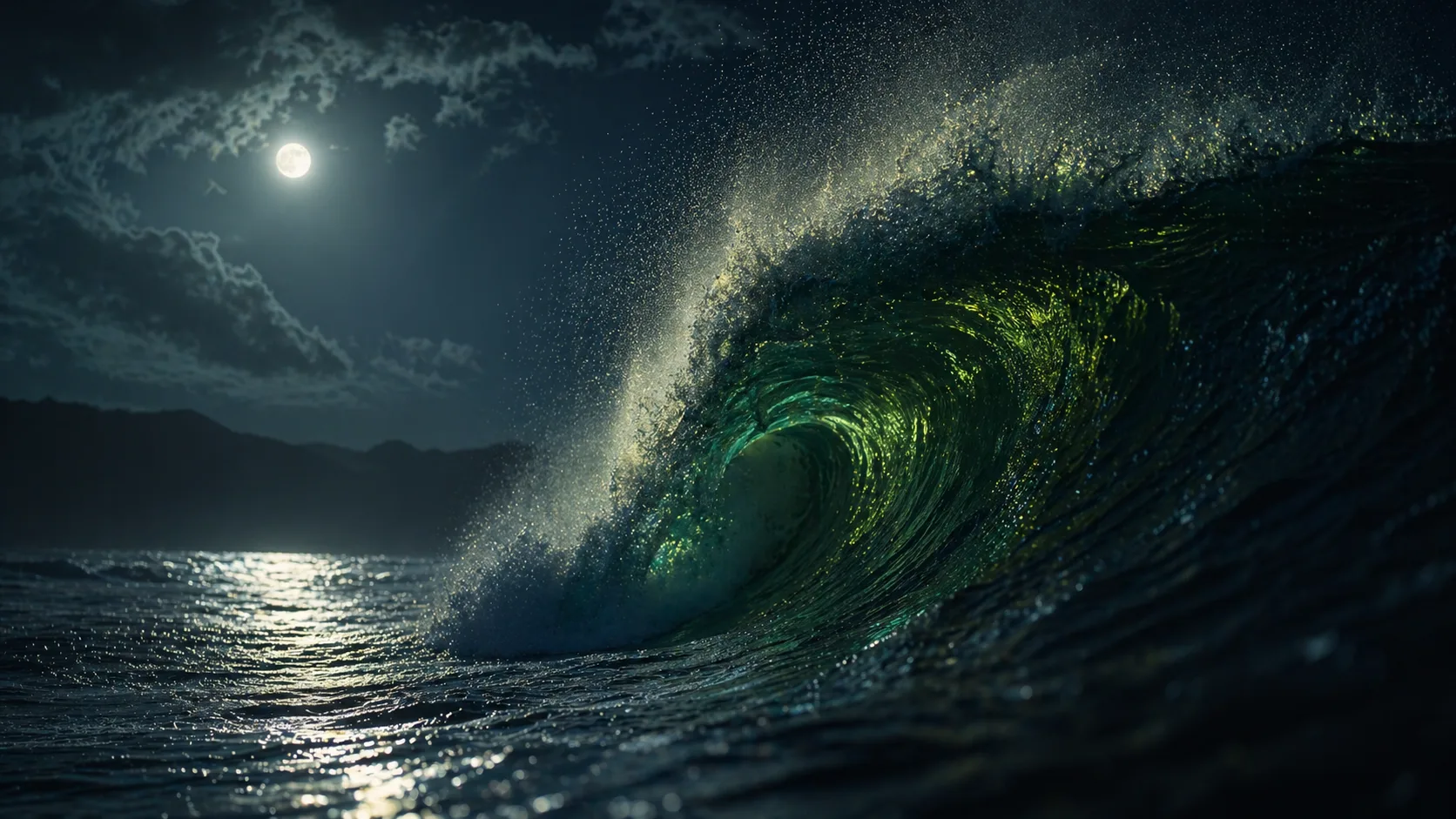 Moonlit ocean waves generated for Stuvio