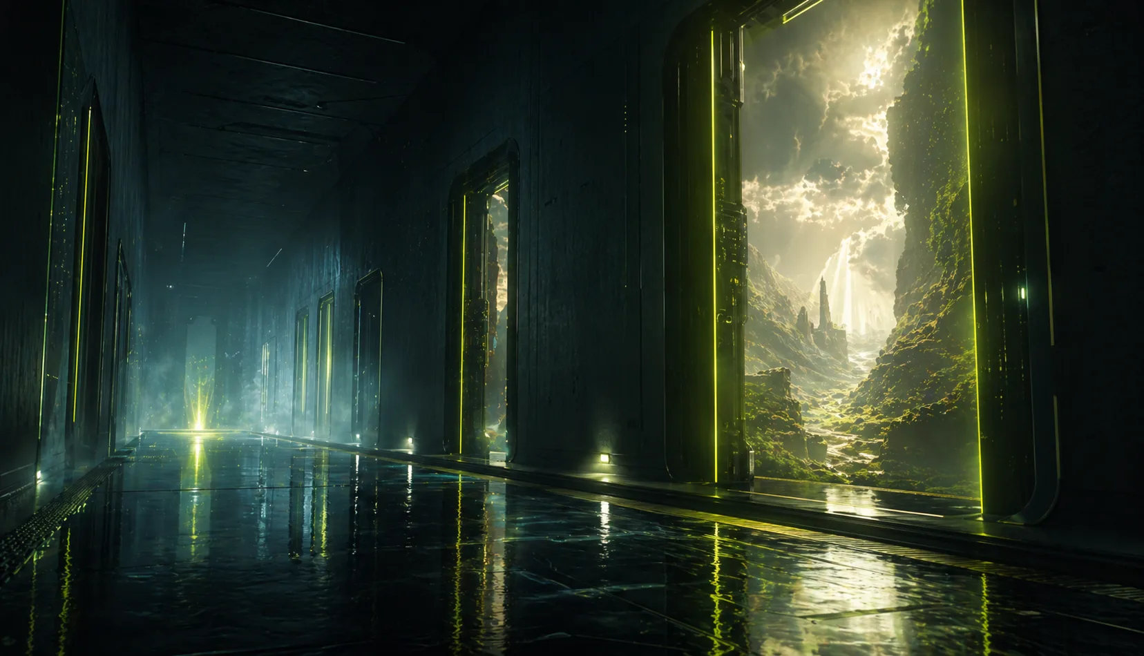 Science fiction corridor for Sora Pro