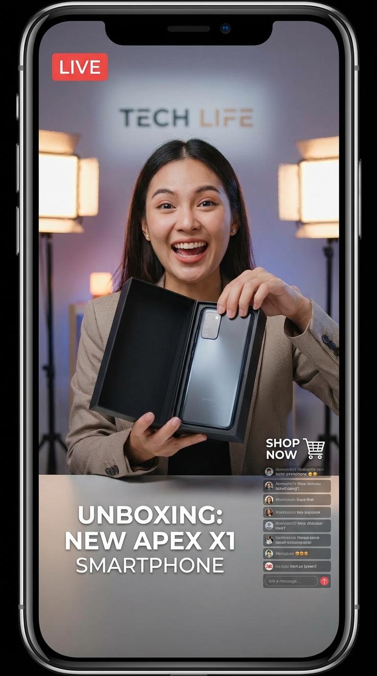 E-commerce product unboxing video with virtual presenter