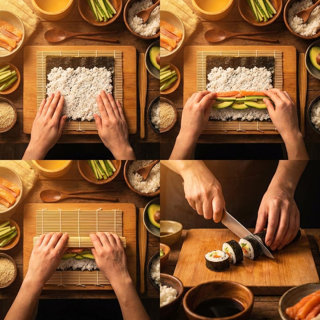 Cooking tutorial with step-by-step narration