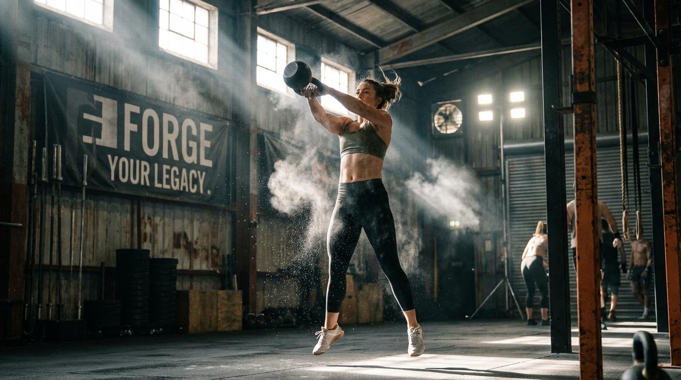 Fitness training montage with dynamic camera